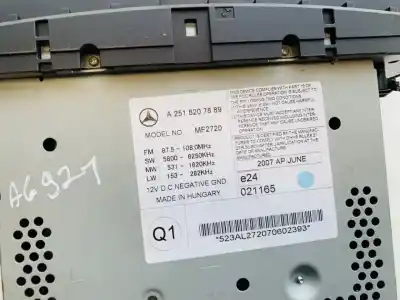 Second-hand car spare part audio system / radio cd for mercedes clase r (w251) 3.0 cdi cat oem iam references a2518207889  mf2720, e24021165