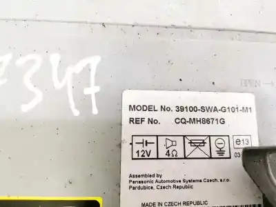 Second-hand car spare part audio system / radio cd for honda cr-v (re) 2.2 ctdi oem iam references 39100swag101m1  39100-swa-g101-m1, cq-mh8671g