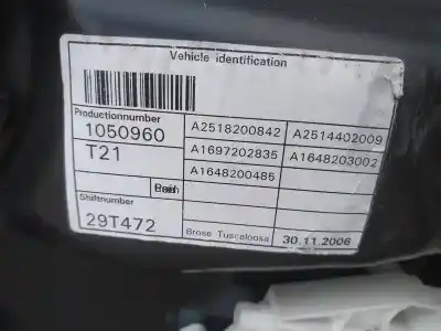 Second-hand car spare part passenger side right window regulator for mercedes clase r (w251) 3.0 cdi cat oem iam references a2518200842  a1697202838