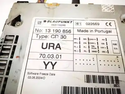 Peça sobressalente para automóvel em segunda mão sistema de áudio / rádio cd por opel zafira / zafira family b (a05) 1.9 cdti (m75) referências oem iam 13190856  