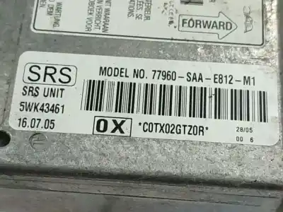 İkinci el araba yedek parçası hava yastigi kontrol ünitesi için honda jazz ii (gd_, ge3, ge2) 1.2 i-dsi (gd5, ge2) oem iam referansları 77960saae812m1  77960-saa-e812-m1, 5wk43461, c0tx02gtz0r