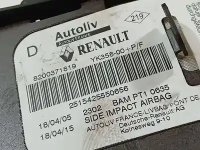 Автозапчастина б/у ліва бічна подушка безпеки для renault scénic i monospace (ja0/1_, fa0_) 1.9 dci (ja05, ja1f) посилання на oem iam 8200371819  8200371819, 251542550656, bam pt1 0635, bampt10635