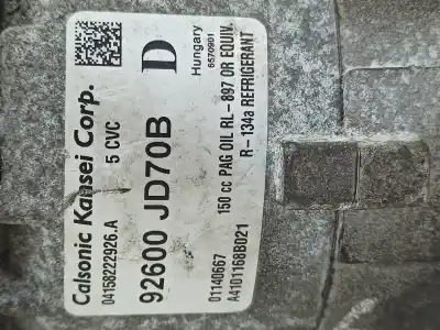 Second-hand car spare part air conditioning compressor for nissan qashqai / qashqai +2 i (j10, nj10, jj10e) 2.0 dci a las 4 ruedas oem iam references 92600jd70b  