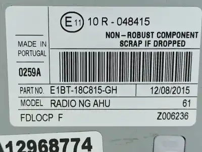 Second-hand car spare part audio system / radio cd for ford c-max ii (dxa/cb7, dxa/ceu) 1.0 ecoboost oem iam references e1bt18c815gh  