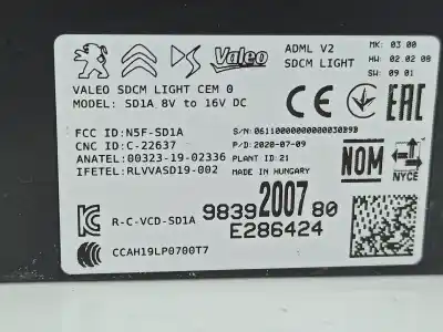 Pezzo di ricambio per auto di seconda mano modulo elettronico per peugeot 208 ii (ub_, up_, uw_, uj_) 1.5 bluehdi 100 riferimenti oem iam 9839200780  