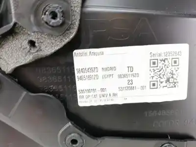 Автозапчасти б/у обивка задней правой двери за citroen c4 iii (ba_, bb_, bc_) 1.2 puretech 130 (bahnsa, bahnsb) ссылки oem iam 98405439zd  