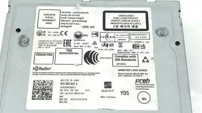 Автозапчастина б/у аудіо система / радіо cd для seat leon (5f1) 1.5 tgi посилання на oem iam 5f0035842a  