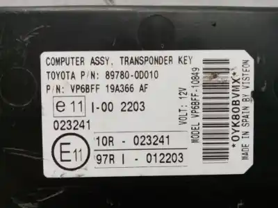Автозапчастина б/у електронний модуль для toyota yaris (ksp9/scp9/nlp9) 1.3 cat посилання на oem iam 897800d010  