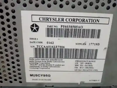 Second-hand car spare part audio system / radio cd for chrysler voyager (rg) 2.4 se oem iam references p56038585ao  
