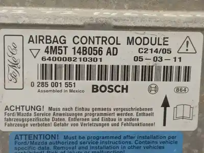 Second-hand car spare part airbag control unit for ford focus c-max (cap) ghia (d) oem iam references 4m5t14b056ad 640008210301 0285001551