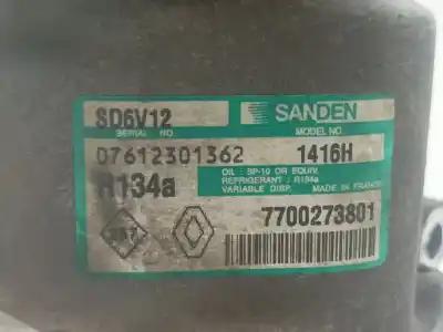Second-hand car spare part air conditioning compressor for renault kangoo (f/kc0) 1.5 dci diesel 65 cv / 48 kw oem iam references 07612301362  7700273801
