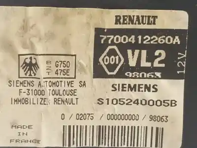 Gebrauchtes Autoersatzteil steuergerät für wegfahrsperre zum renault megane i fase 2 berlina (ba0) k4m701 oem-iam-referenzen 7700412260a  s105240005b