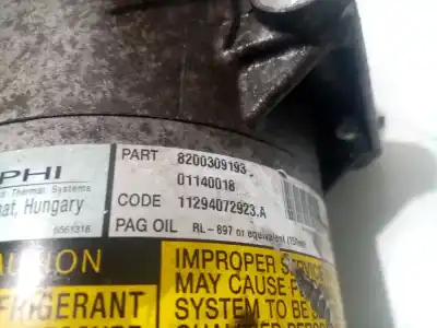 Peça sobressalente para automóvel em segunda mão compressor de ar condicionado a/a a/c por renault megane ii sedán (lm0/1_) 1.9 dci (lm0g, lm1g, lm2c) referências oem iam 8200309193  
