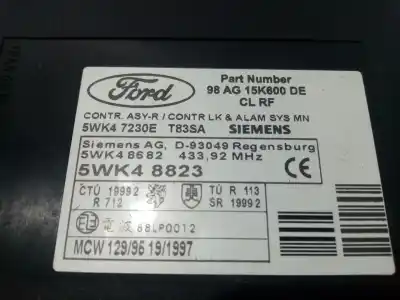 Peça sobressalente para automóvel em segunda mão módulo electrónico do fecho central por ford focus i (daw, dbw) 1.8 tdci referências oem iam 98ag15k600de  
