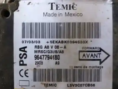 Peça sobressalente para automóvel em segunda mão centralina de airbag por citroen c3 1.4 hdi exclusive referências oem iam 9647794180  l5v3c07cb56