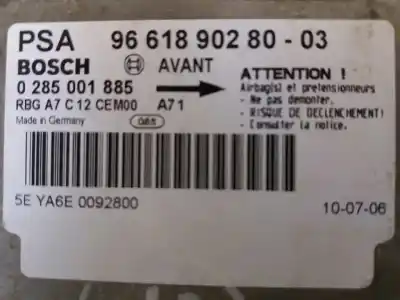 Автозапчастина б/у блок управління подушками безпеки для peugeot 207/207+ (wa_, wc_) 1.6 hdi посилання на oem iam 0285001885 5eya6e0092800 966189028003