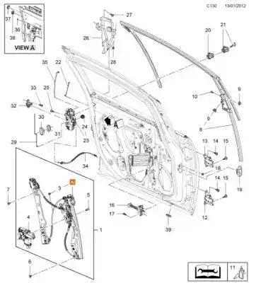 Автозапчастина б/у регулятор переднього правого скла для opel astra j (p10) 1.7 cdti (68) посилання на oem iam 13350759