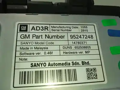 Second-hand car spare part multifunction display for opel astra j (p10) 2.0 cdti (68) oem iam references 95247248  14780371