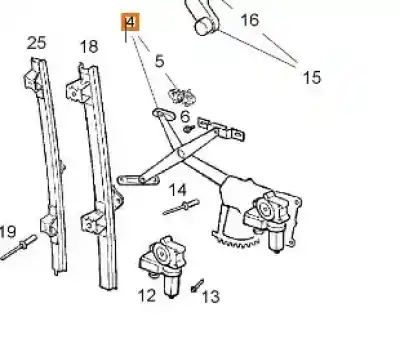 Second-hand car spare part passenger side right window regulator for opel astra g fastback (t98) 1.7 dti 16v (f08, f48) oem iam references 140274