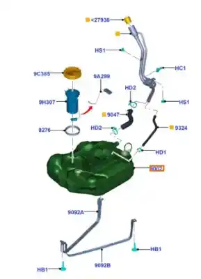 Peça sobressalente para automóvel em segunda mão depósito de combustível por ford focus iii 1.6 ti referências oem iam 2035046