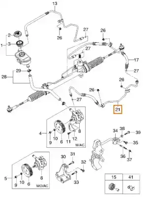 Peça sobressalente para automóvel em segunda mão tubo de pressão de direção assistida por daewoo matiz (m100, m150) 0.8 referências oem iam 96386896