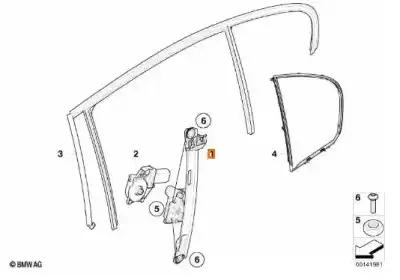 Second-hand car spare part rear right window regulator for bmw 3 (e90) 320 d oem iam references 51357140590  