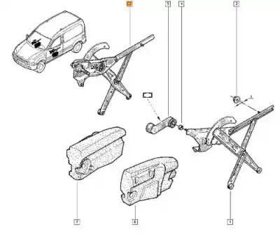 Peça sobressalente para automóvel em segunda mão elevador de vidros dianteiro direito por renault kangoo express (fc0/1_) d 65 1.9 (fc0e, fc02, fc0j, fc0n) referências oem iam 8200157006  