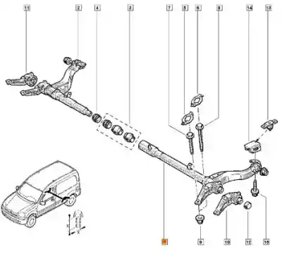 Gebrauchtes Autoersatzteil HINTERACHSE zum RENAULT KANGOO (KC0/1_)  OEM-IAM-Referenzen 7701471649  