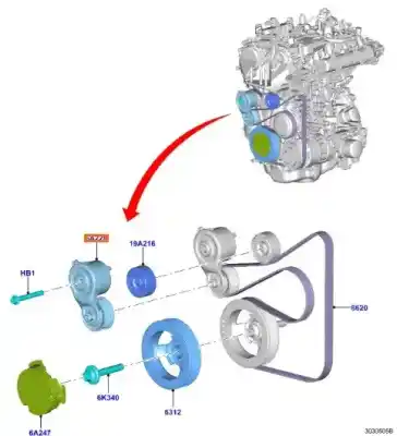 Peça sobressalente para automóvel em segunda mão esticador de correia por ford kuga iii (dfk) 1.5 ecoboost referências oem iam 2249242