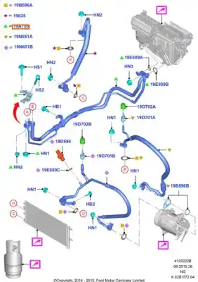 Pezzo di ricambio per auto di seconda mano TUBI ARIA CONDIZIONATA per FORD MONDEO V FASTBACK (CE) 2.0 TDCI Riferimenti OEM IAM 2274672  