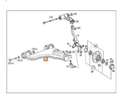 Second-hand car spare part front left lower suspension arm for mercedes-benz clase e (w211) berlina 3.2 cdi cat oem iam references a2103307607