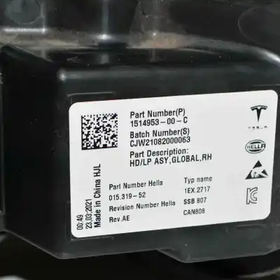 Peça sobressalente para automóvel em segunda mão farol / farolim direito por tesla model 3 (2018-..) sedan referências oem iam 1514953-00-c,1532925-02-c  
