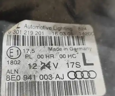 Pezzo di ricambio per auto di seconda mano faro anteriore sinistro per audi a4 avant 8ed, b7 (2004-2008) riferimenti oem iam 8e0941003aj  