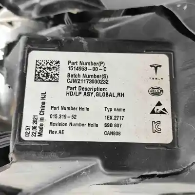 Second-hand car spare part right headlight for tesla model 3 (2018-..) oem iam references 1514953-00-c  