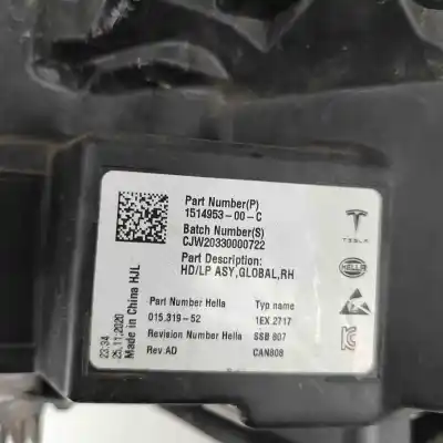 Peça sobressalente para automóvel em segunda mão farol / farolim direito por tesla model 3 (2018-..) sedan referências oem iam 1514953-00-c,1532925-02-c  