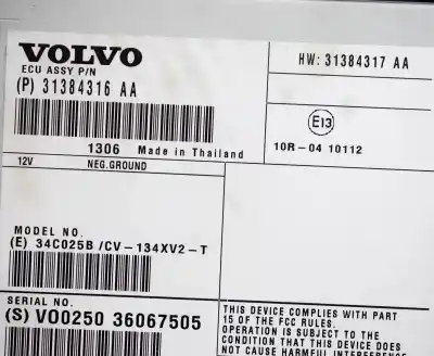 Peça sobressalente para automóvel em segunda mão amplificador de som por volvo v40 hatchback (2012-2019) referências oem iam 31384316aa,31384317aa  