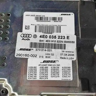 Peça sobressalente para automóvel em segunda mão amplificador de som por audi a8 d3 4e2, 4e8 (2002-2010) referências oem iam 4e0035223e,4e0910223n  