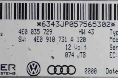 Peça sobressalente para automóvel em segunda mão módulo / sistema de navegação gps por audi a8 d3 4e2, 4e8 (2002-2010) referências oem iam 4e0035729,4e0910731a  