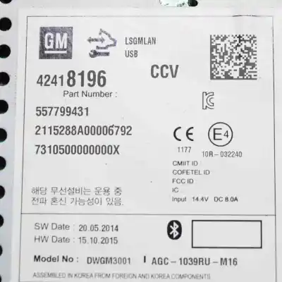 Second-hand car spare part audio system / radio cd for opel mokka / mokka x (2012-..) off-road oem iam references 557799431,42418196,10r-032240  