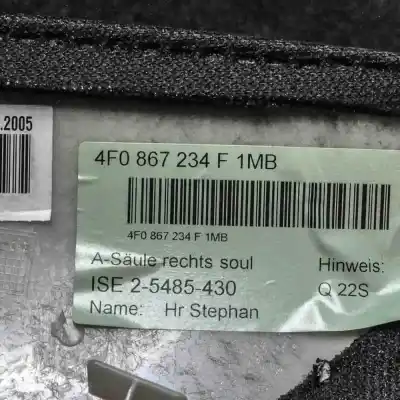 Peça sobressalente para automóvel em segunda mão acabamento pillar dianteiro direito por audi a6 4f2, c6 (2004-2011) referências oem iam 4f0867234f  