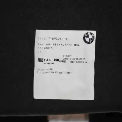 Peça sobressalente para automóvel em segunda mão forra / revestimento da mala por bmw 6 cabrio e64 (2004-2010) referências oem iam 7189324  