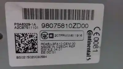 Автозапчастина б/у аудіо система / радіо cd для citroen c-elysée exclusive посилання на oem iam 98075810zd  a2c87511101