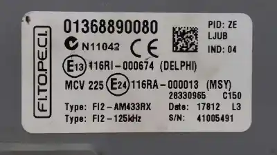 Peça sobressalente para automóvel em segunda mão caixa de fusíveis e relés por citroen nemo sx plus referências oem iam 01368890080  f12 125