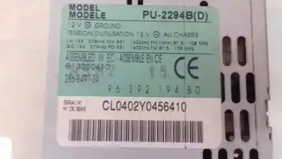 Pièce détachée automobile d'occasion système audio / radiocd pour citroen berlingo 1.9 d x familiar références oem iam 9639219480 286-8497-34 pu2294b