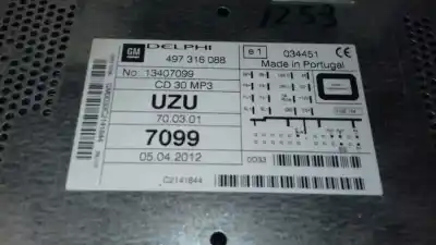 Автозапчастина б/у аудіо система / радіо cd для opel corsa d expression посилання на oem iam 497316088  13407099