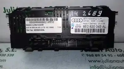 Peça sobressalente para automóvel em segunda mão comando de sofagem (chauffage / ar condicionado) por audi a4 berlina (8e) 2.0 tdi referências oem iam 8e0820043al zb klimabetaetigung b7 