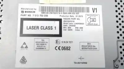 Peça sobressalente para automóvel em segunda mão sistema de áudio / rádio cd por nissan note acenta referências oem iam 7513750206  259153vv1a