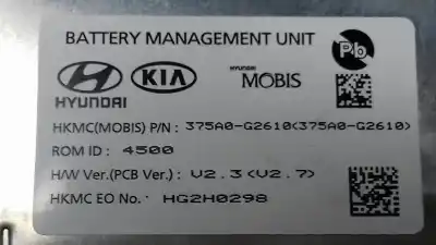 Pezzo di ricambio per auto di seconda mano batteria per kia niro business riferimenti oem iam 375a0g2610 rom id 4500 hg2h0298