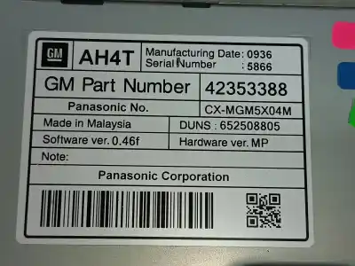 Second-hand car spare part gps navigation system for opel mokka excellence oem iam references 42353388  cxmgm5x04m