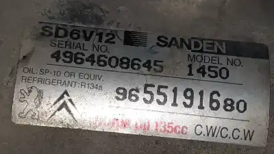 Second-hand car spare part air conditioning compressor for citroen c3 hdi 70 furio oem iam references 9655191680  sd6v12